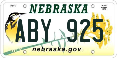 NE license plate ABY925