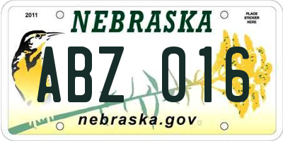 NE license plate ABZ016