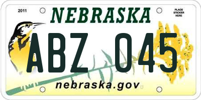 NE license plate ABZ045