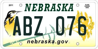 NE license plate ABZ076