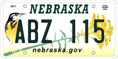 NE license plate ABZ115