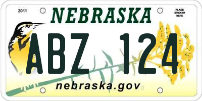 NE license plate ABZ124