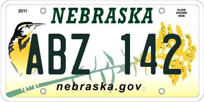 NE license plate ABZ142