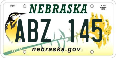 NE license plate ABZ145