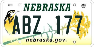 NE license plate ABZ177