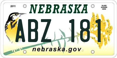 NE license plate ABZ181