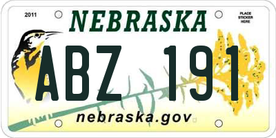 NE license plate ABZ191