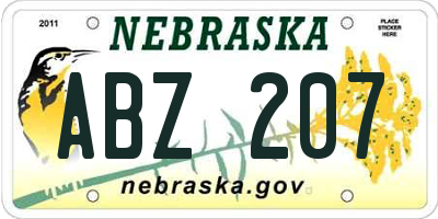 NE license plate ABZ207