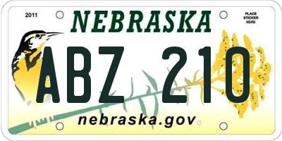 NE license plate ABZ210