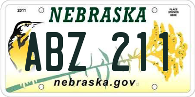 NE license plate ABZ211