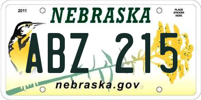 NE license plate ABZ215