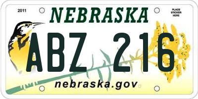 NE license plate ABZ216