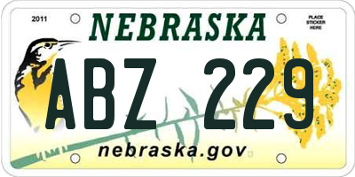 NE license plate ABZ229