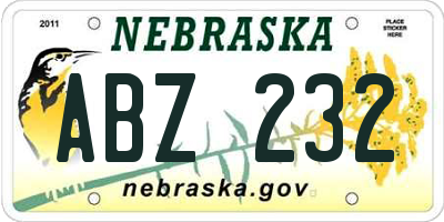 NE license plate ABZ232