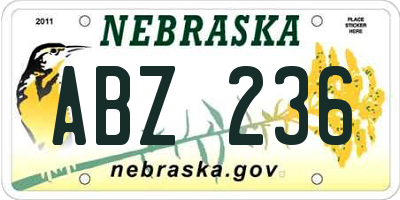 NE license plate ABZ236