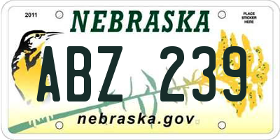 NE license plate ABZ239