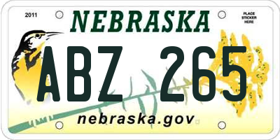 NE license plate ABZ265