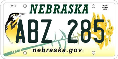 NE license plate ABZ285