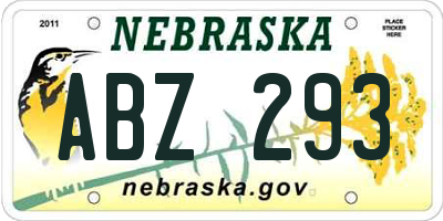 NE license plate ABZ293
