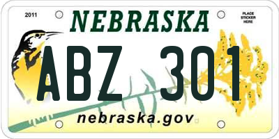 NE license plate ABZ301