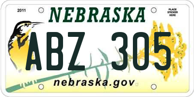 NE license plate ABZ305