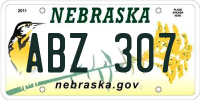 NE license plate ABZ307