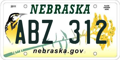 NE license plate ABZ312