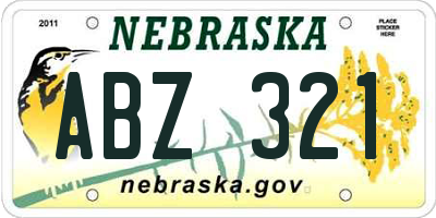 NE license plate ABZ321