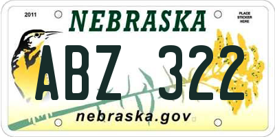 NE license plate ABZ322