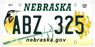 NE license plate ABZ325