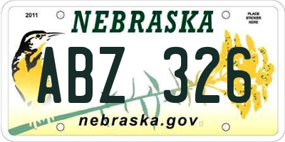 NE license plate ABZ326