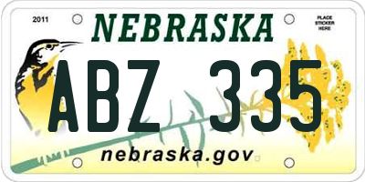 NE license plate ABZ335