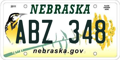 NE license plate ABZ348