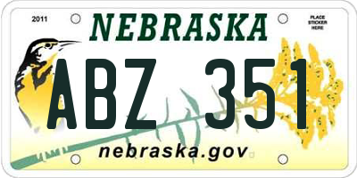 NE license plate ABZ351