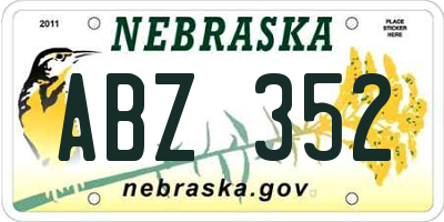 NE license plate ABZ352