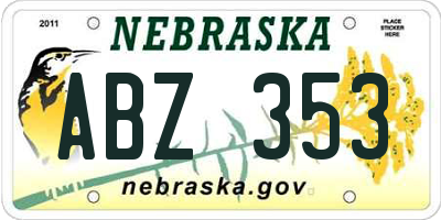 NE license plate ABZ353