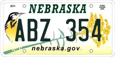 NE license plate ABZ354