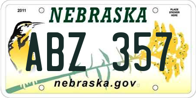 NE license plate ABZ357