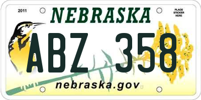 NE license plate ABZ358