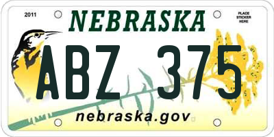 NE license plate ABZ375