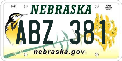 NE license plate ABZ381