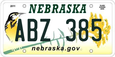 NE license plate ABZ385