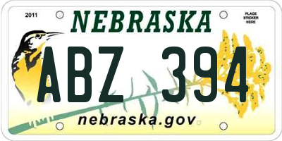 NE license plate ABZ394