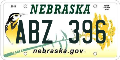 NE license plate ABZ396