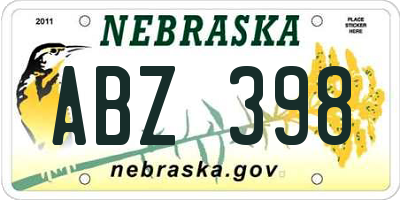 NE license plate ABZ398