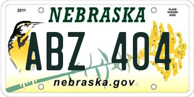 NE license plate ABZ404