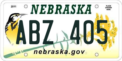 NE license plate ABZ405