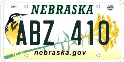 NE license plate ABZ410