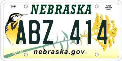 NE license plate ABZ414