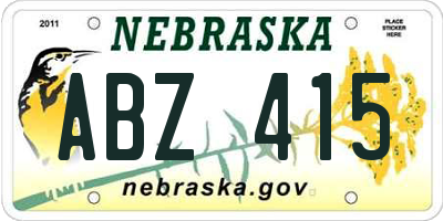 NE license plate ABZ415